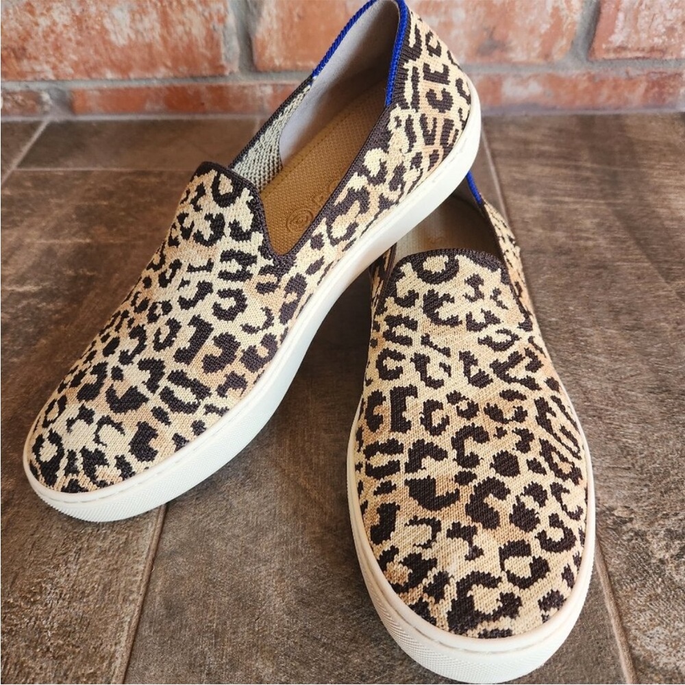 Rothy’s leopard/cheetah print slip on sneakers